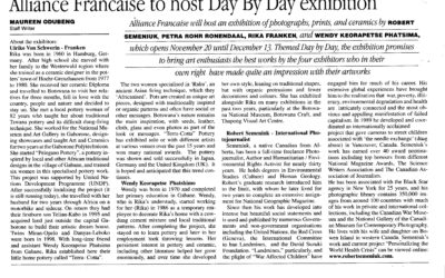 Alliance Francaise To Host Day By Day Exhibition – Maureen Odubeng – 13 November 2009